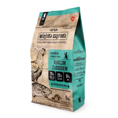 Wiejska Zagroda Pollo con salmone per gattini 5 kg