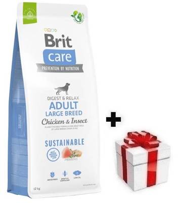 BRIT CARE Dog Sustainable Adult Large Breed Pollo e Insetti 12 kg + sorpresa per il cane GRATIS