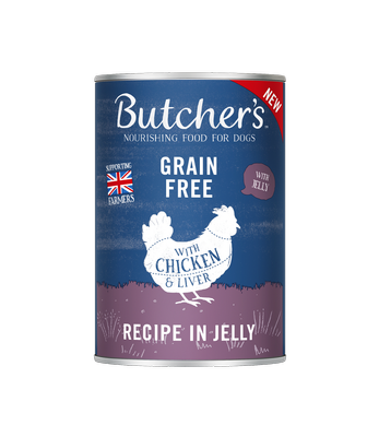 BUTCHER'S Original Recipe in Jelly, cibo per cani, pezzi con pollo in gelatina 400g