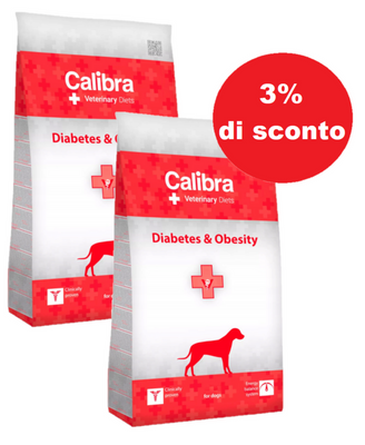 Calibra Veterinary Diets Dog Diabetes Obesity 2x12kg - 3% di sconto in un set