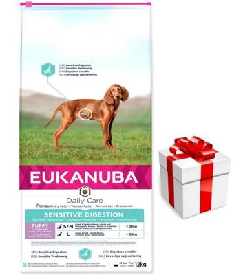 EUKANUBA Sensitive Digestion Puppy 12kg + sorpresa per il cane GRATIS