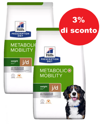 Hill's Prescription Diet Metabolic + Mobility Canine - 2x12 kg - 3% di sconto in un set