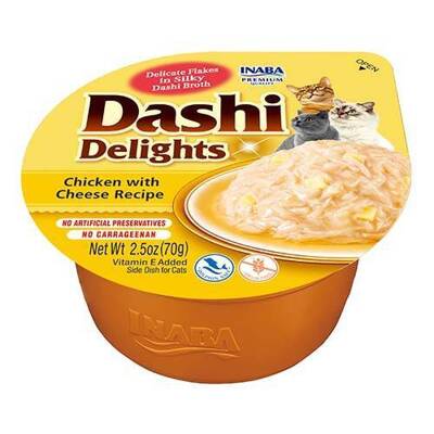 Inaba DASHI cibo complementare per gatti - brodo aromatizzato al pollo e al formaggio 70 g 