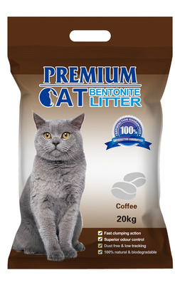 Premium Cat Lettiera alla Bentonite per gatti - Caffè per gatti 20kg