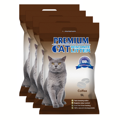 Premium Cat Lettiera alla Bentonite per gatti - Caffè per gatti 4x5L