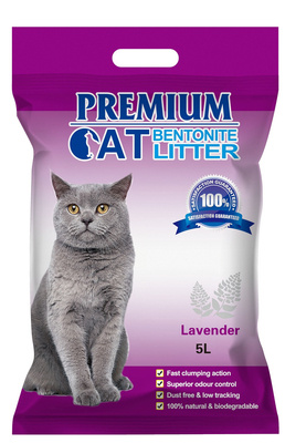 Premium Cat Lettiera alla Bentonite per gatti - Lavanda per gatti 5L